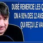 Dubé remercie les québécois on a 91% des 12 ans et plus qui reçu le vaccin et c’est exceptionnel.