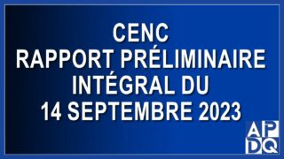 CeNC – Rapport préliminaire intégral du 14 septembre 2023