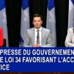 PL34 – Point de presse du gouvernement du Québec, loi favorisant l’accès à la justice.