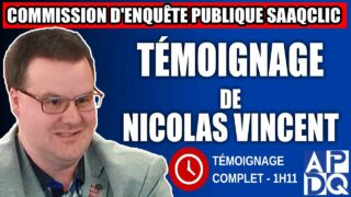Commission d’enquête SAAQclic : Témoignage de Nicolas Vincent la suite