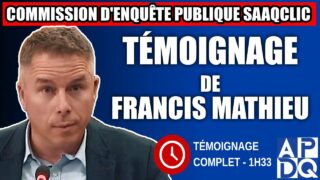Commission d’enquête SAAQclic : Témoignage de Francis Mathieu