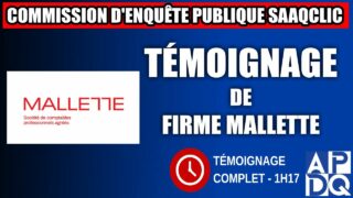Commission d’enquête SAAQclic : Témoignage de la Firme Mallette